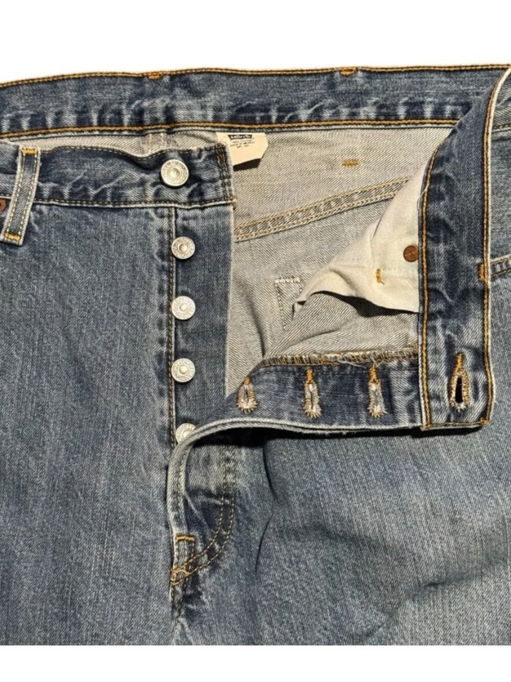 Vintage Levi's 501 Button Fly 38x30 WPL 423 Denim Jeans Casual Mexico Y2K Grunge